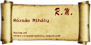 Rózsás Mihály névjegykártya